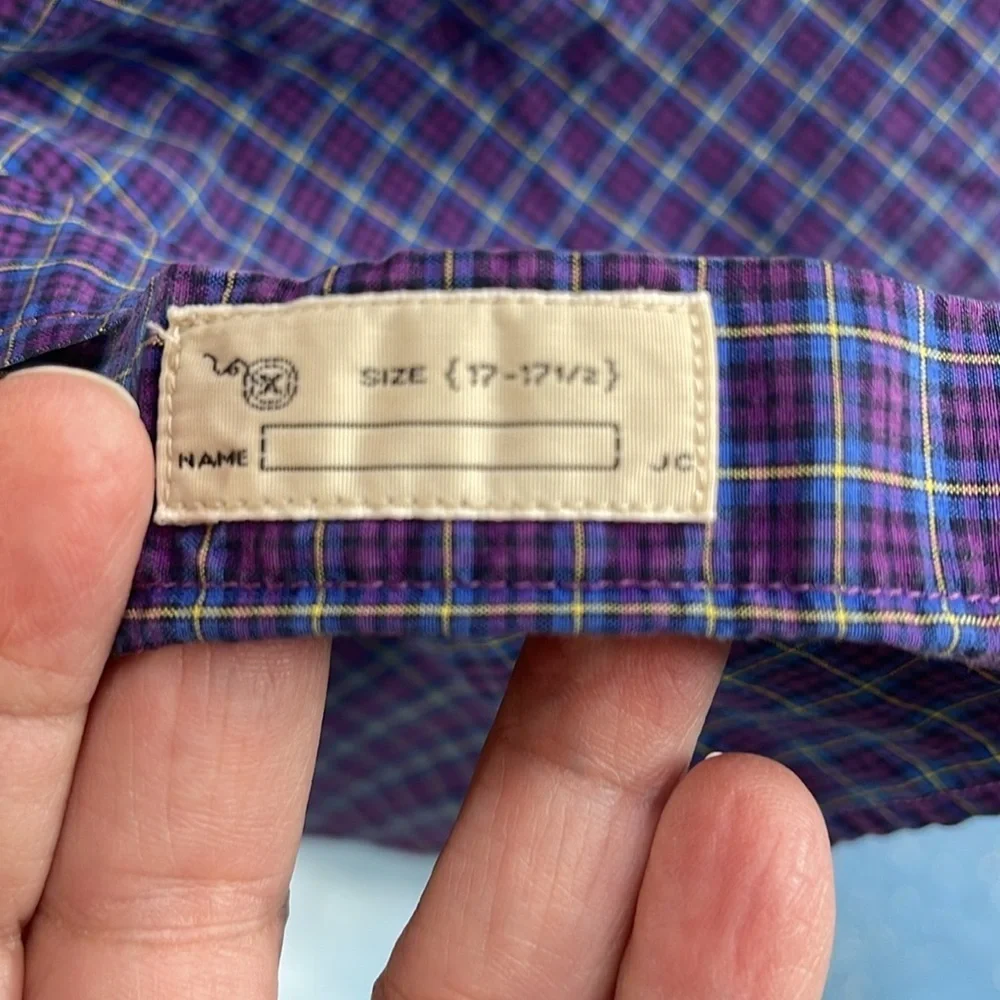 J. Crew  100%cotton shirt men’s‎ XL. (17-17.5) purple button-down long sleeve